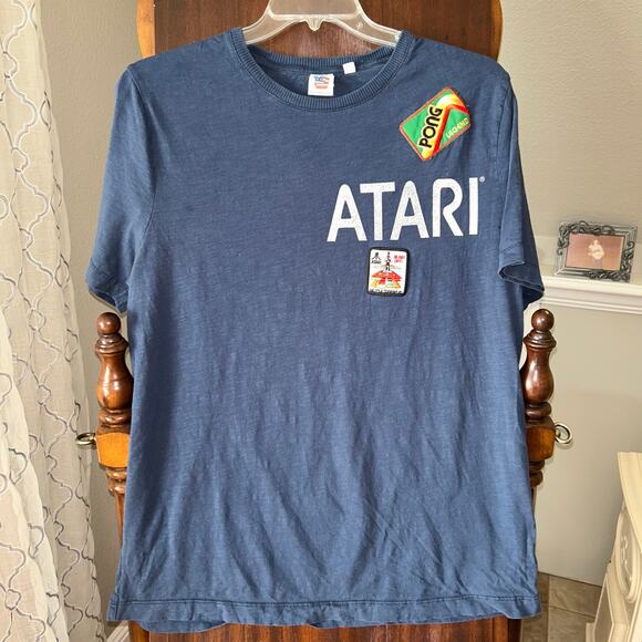 JUNKFOOD retro Atari PONG Blast Off T-Shirt size small patch gamer blue - Picture 1 of 7